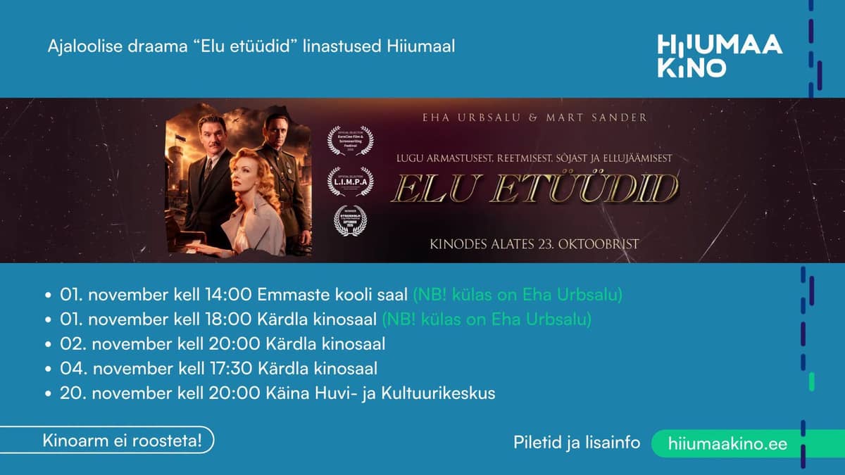 Hiiumaa kino: “Dzīves etīdes” Emmaste. Viesos Eha Urbsalu