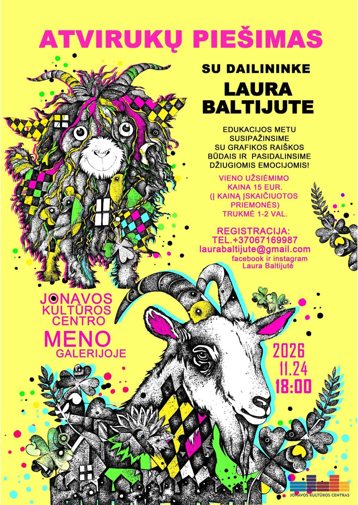 Atklātņu zīmēšana ar mākslinieci Lauru Baltijuti