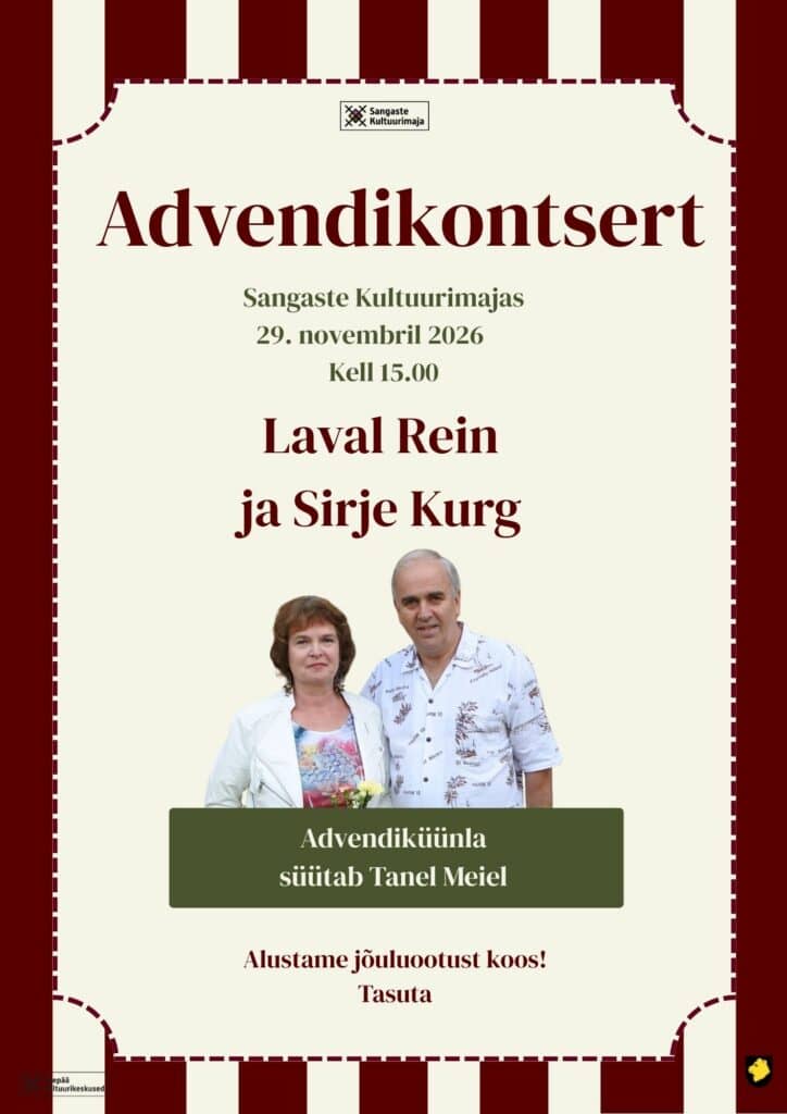 Adventa koncerts un sveču iedegšana – uz skatuves Reins un Sirje Kurga