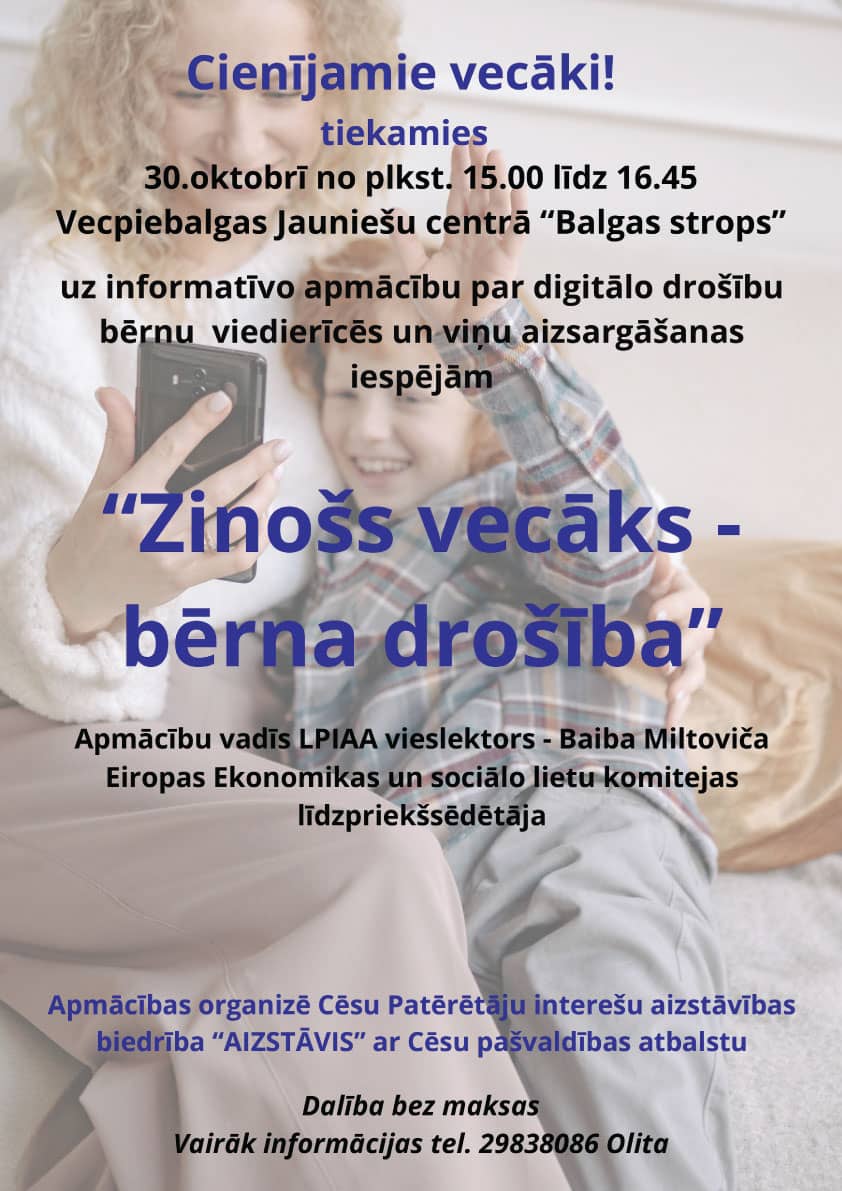 Informatīva apmācība par digitālo drošību bērnu viedierīcēs un viņu aizsargāšanas iespējām