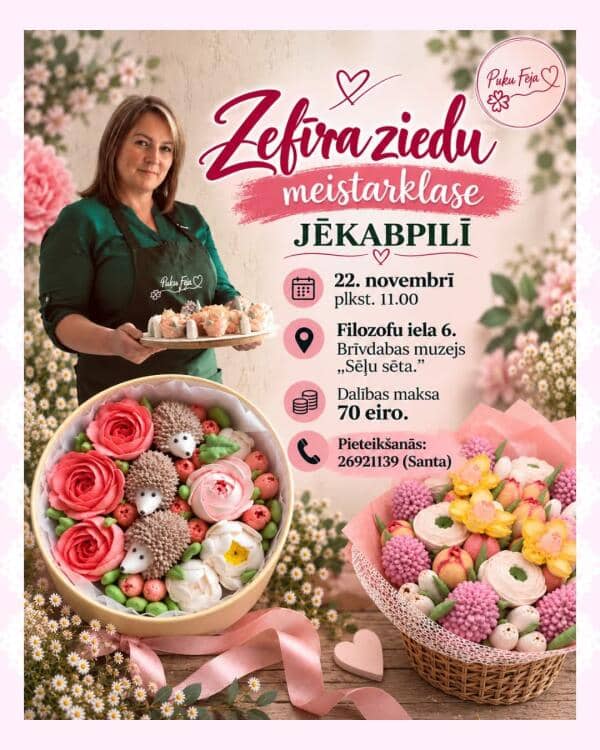 Zefīra ziedu meistarklase "Sēļu sētā" Jēkabpilī