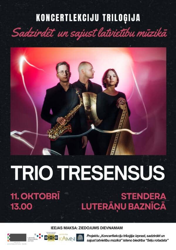 Stendera luterāņu baznīcā viesosies Trio Tresensus