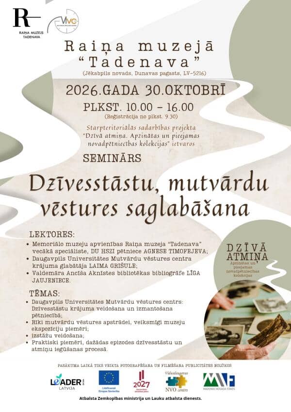Seminārs "Dzīvesstāstu, mutvārdu vēstures saglabāšana" Tadenavā