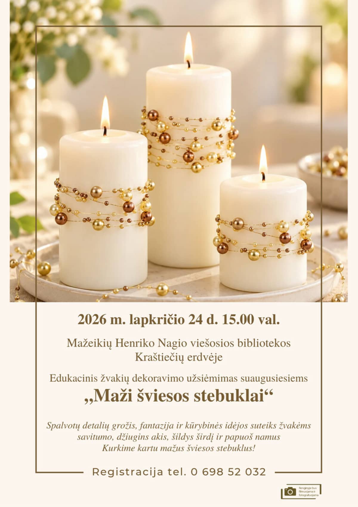 Izglītojoša sveču dekorēšanas nodarbība pieaugušajiem „Mazi gaismas brīnumi”