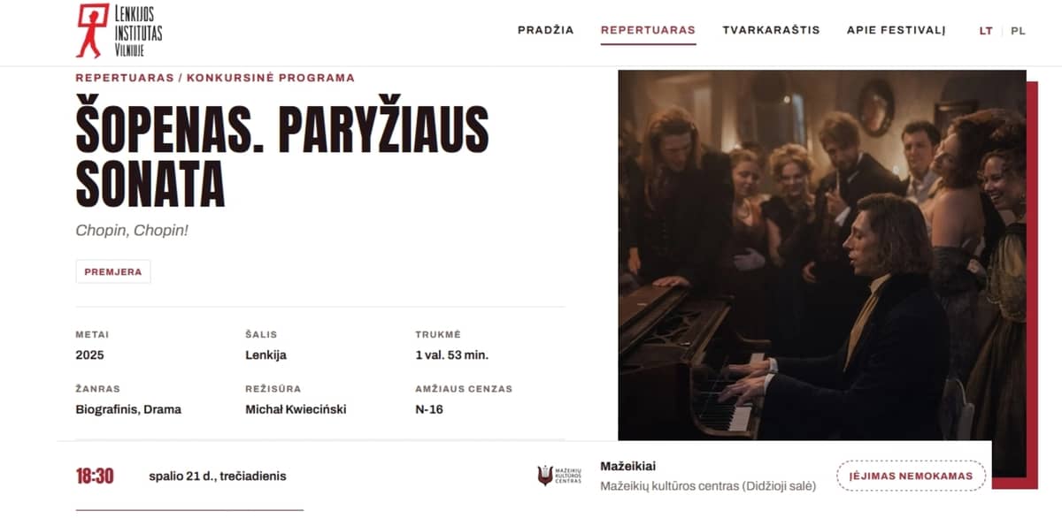 20. poļu kino festivāls: Šopēns. Parīzes sonāte