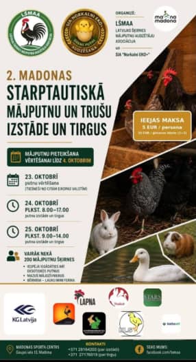 “Starptautiskā mājputnu un trušu izstāde un tirgus” Madonā