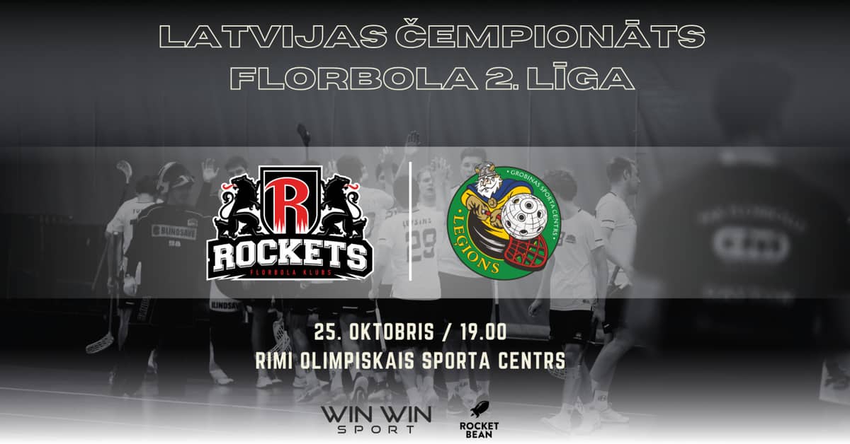 Latvijas čempionāta florbolā 2. līgas spēle FBK Rīga Rockets pret DKSS/SK Leģions