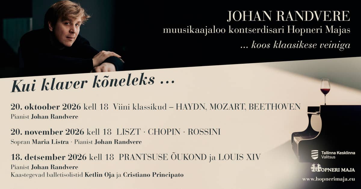 SĒRIJABIĻETE! Johana Randveres mūzikas vēstures koncertu cikls Hopnera namā ''Ja klavieres runātu...''