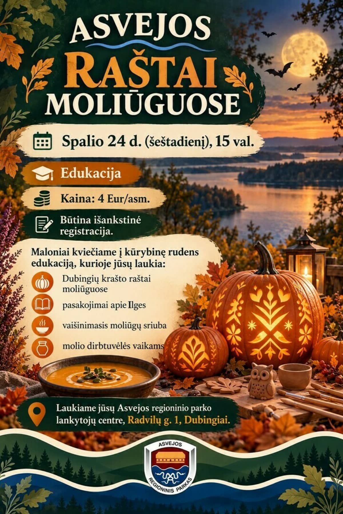 Rudens izglītojošā nodarbība „Asvejas raksti ķirbjos“