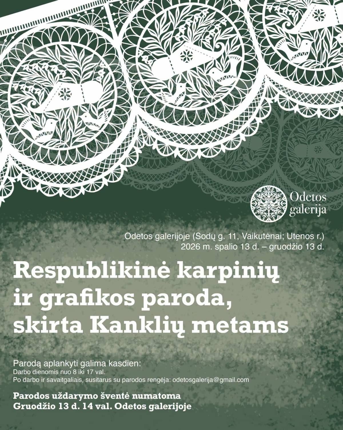 Respublikinė karpinių ir grafikos paroda, skirta Kanklių metams | Odetos galerijoje
