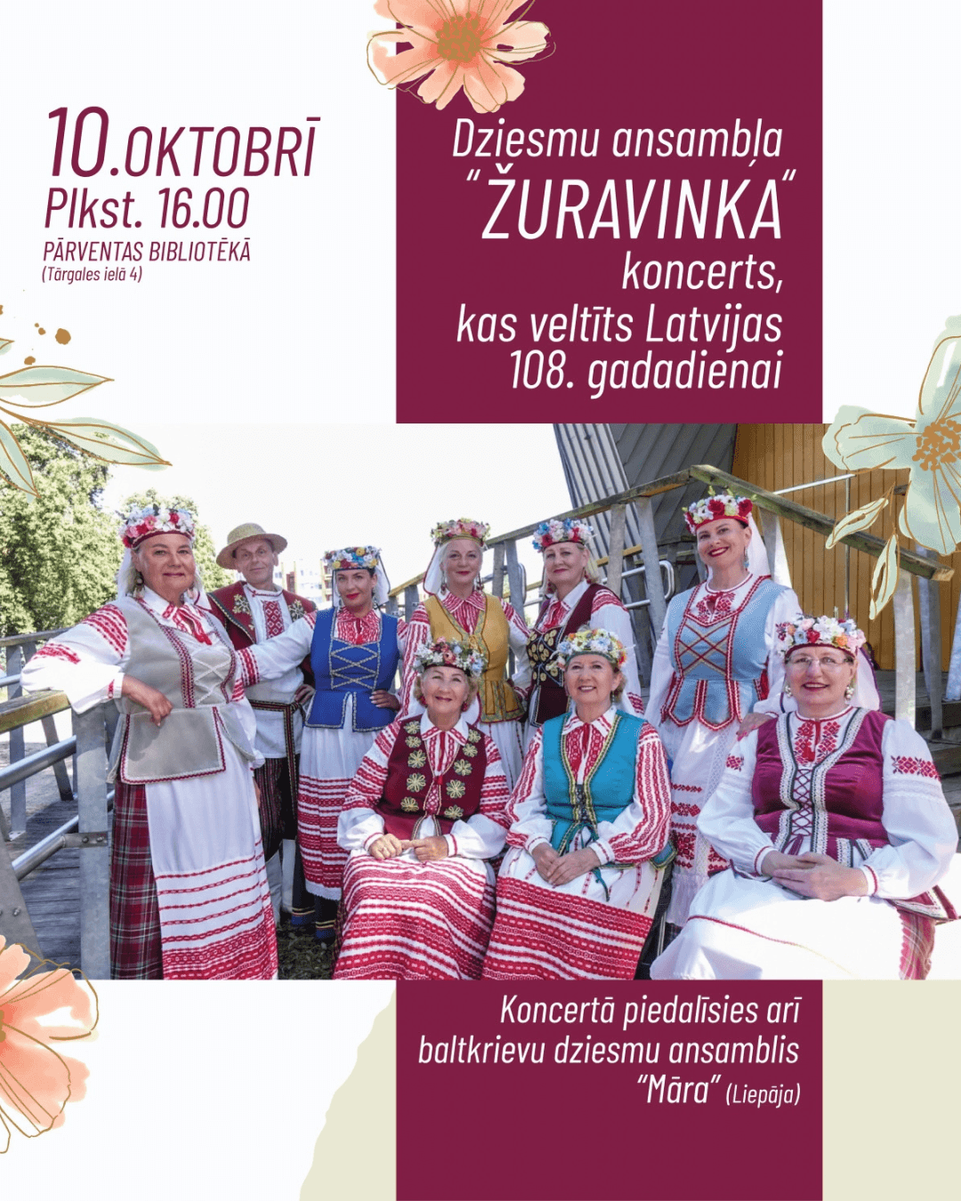 Ventspils baltkrievu dziesmu ansambļa “Žuravinka” koncerts Pārventas bibliotēkā
