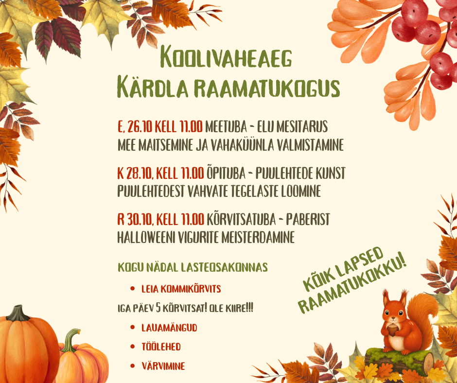 Rudens brīvlaiks Kerdlas bibliotēkā