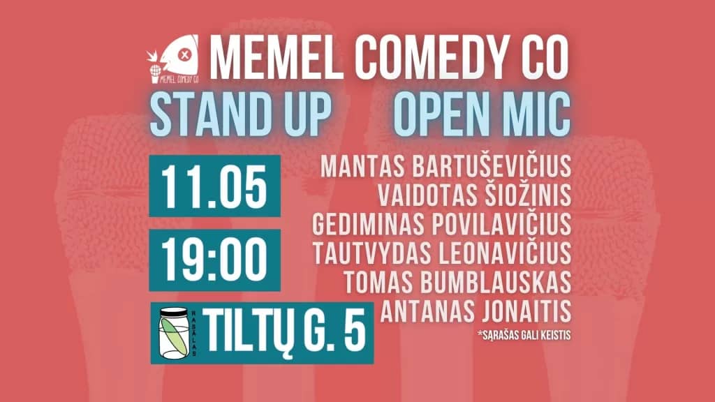 Humora pasākums „STAND UP Open Mic – Memel Comedy Co”