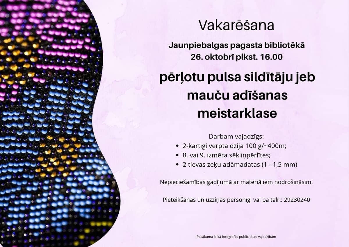 Pērļotu pulsa sildītāju adīšanas meistarklase