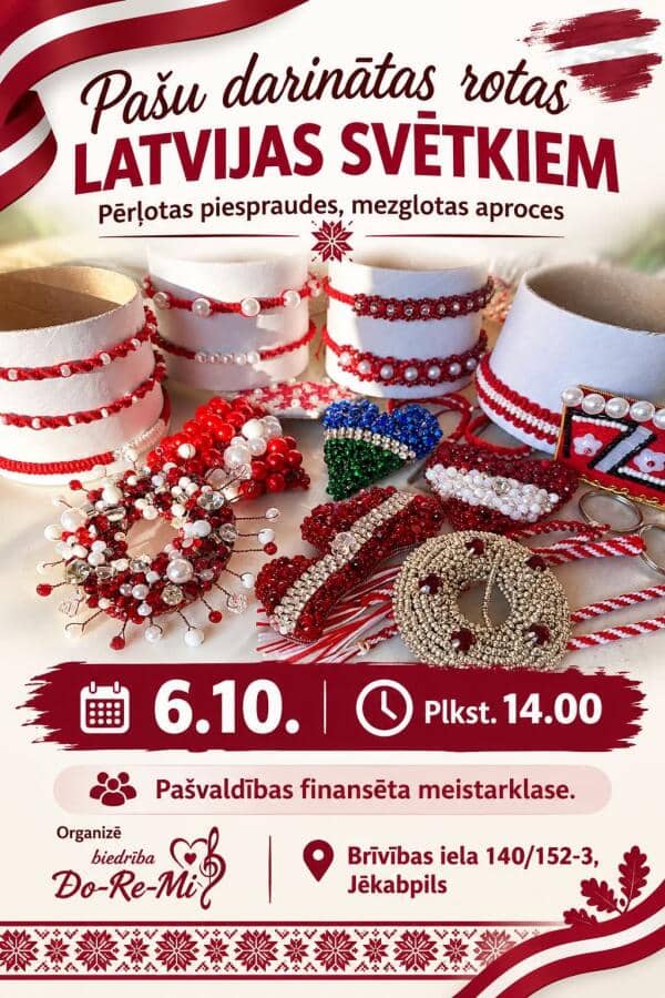 Pašu darinātas rotas Latvijas svētkiem