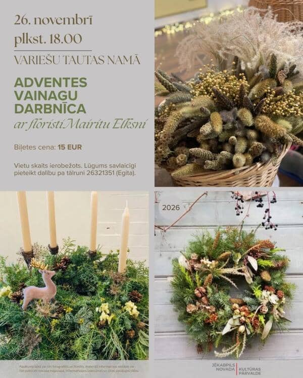 Adventes vainagu darbnīca Variešu tautas namā