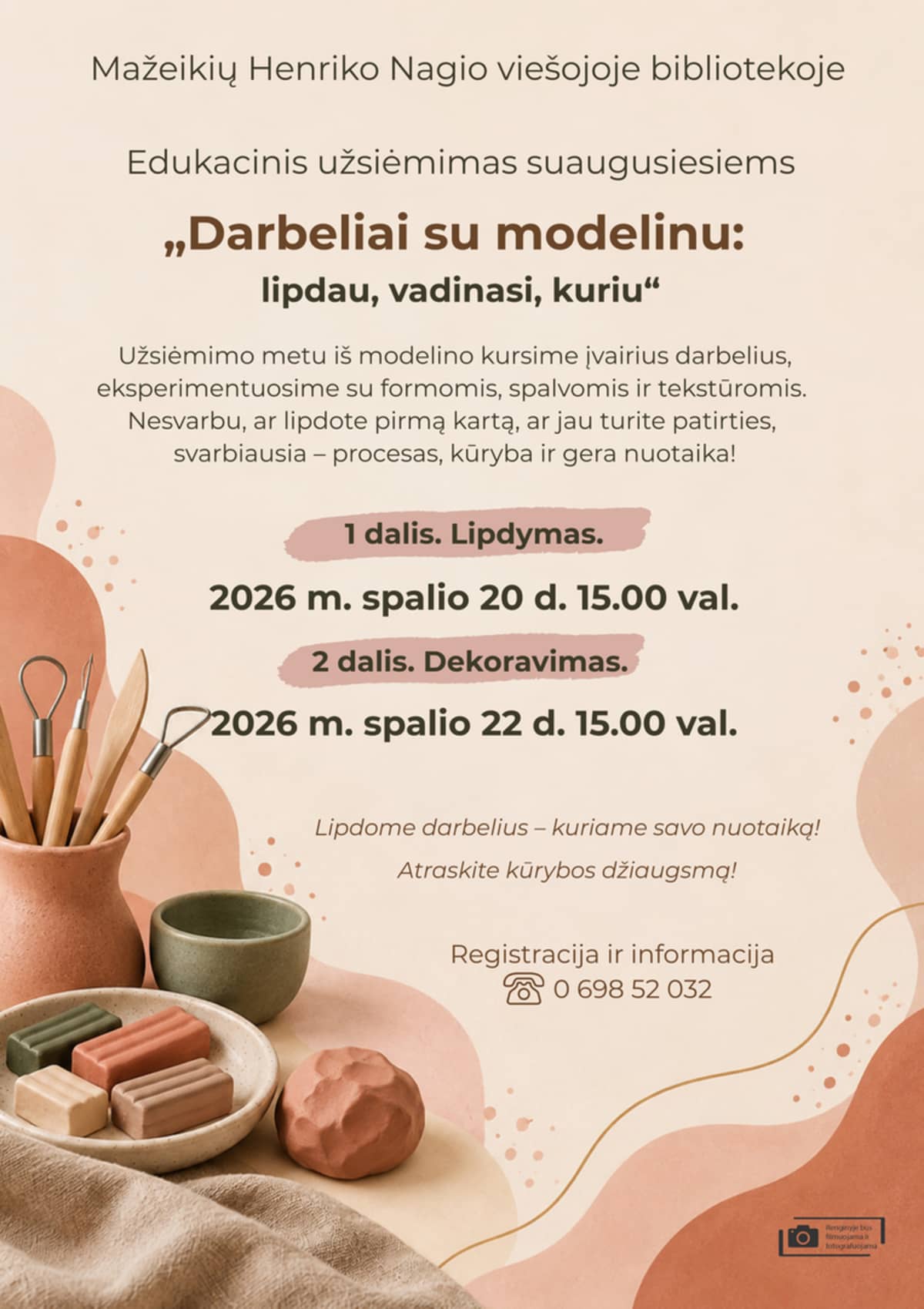 Izglītojoša nodarbība pieaugušajiem „Dārzciemi ar modelēnu: lipu, tātad veidoju”
