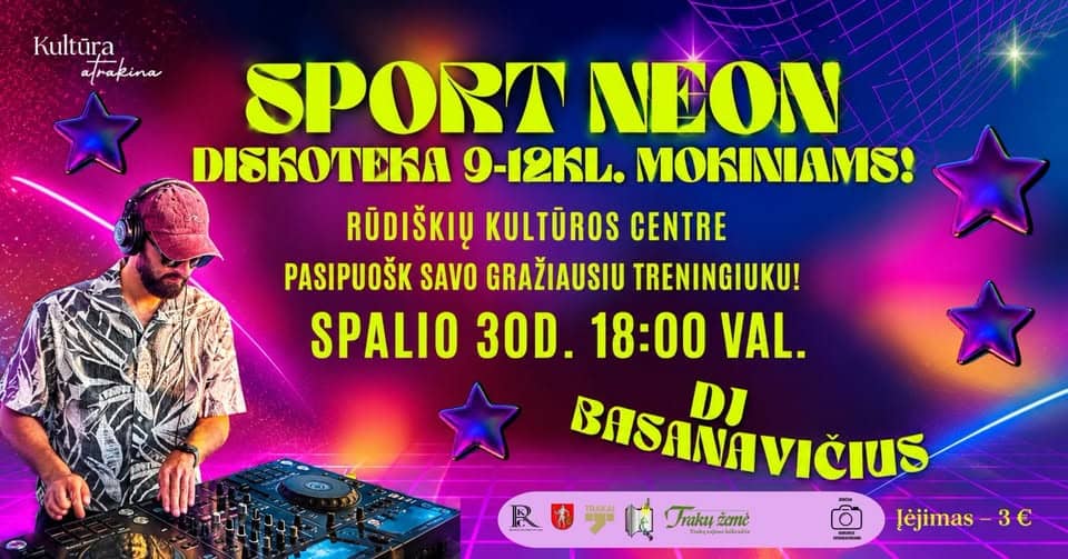 SPORT NEON – diskotēka Rūdišķu kultūras centrā