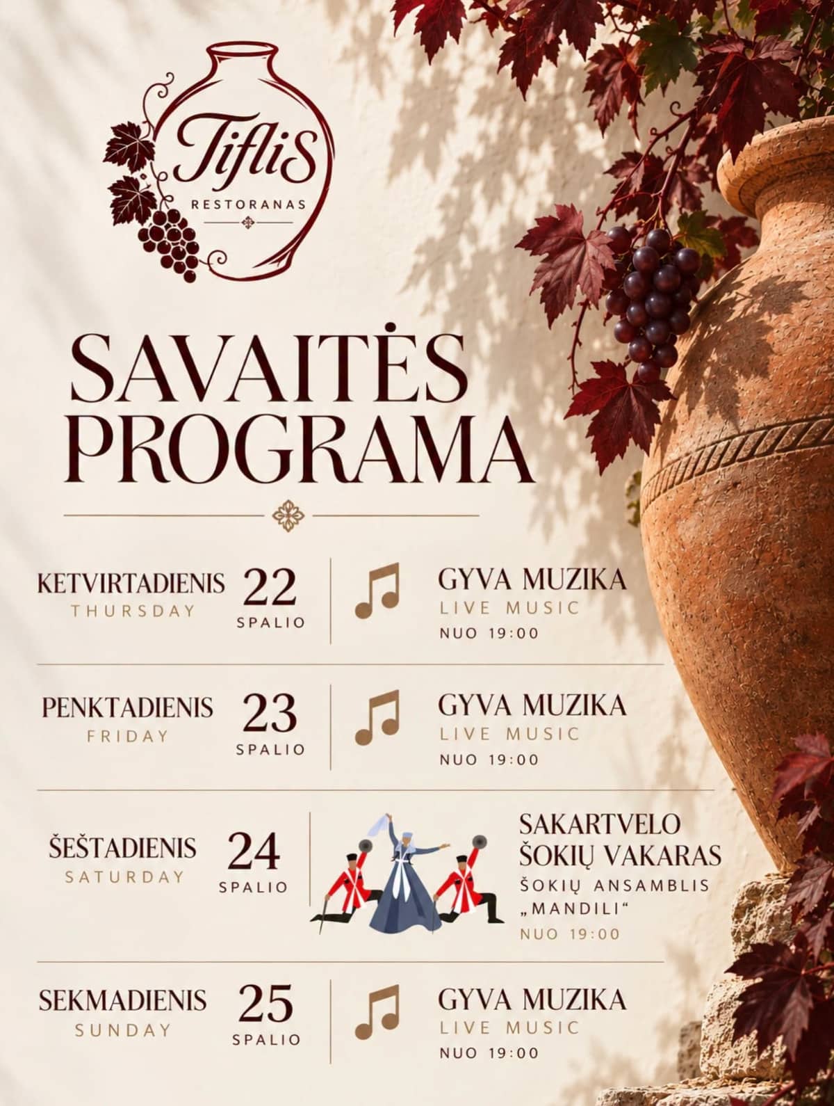 Restorānā „Tiflis“ – SAKARTVELO ŠOKU VAKARS