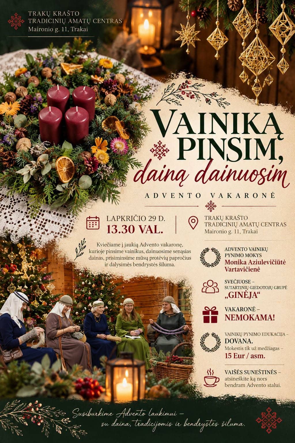 PĪSĪSIM VAINAGU, DZIEDĀSIM DAINU – ADVENTA VAKARS