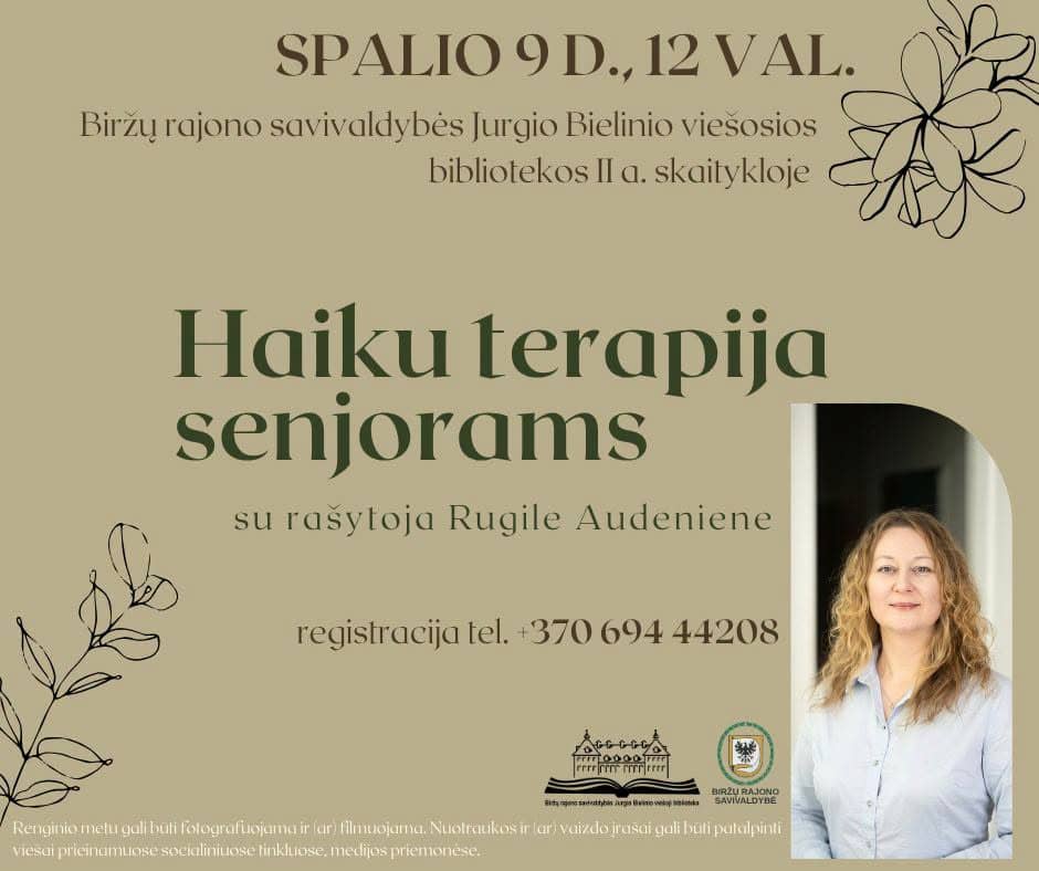 Haiku grāmatu nesējiem: radošās darbnīcas ar rakstnieci Rugili Audenienu