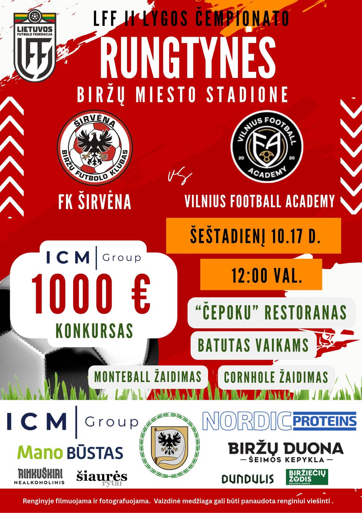 LFF II līgas čempionāta spēle FK Širvėna pret Vilnius Football Academy
