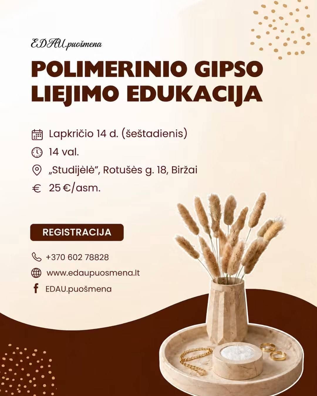 Polimēra ģipša liešanas nodarbība