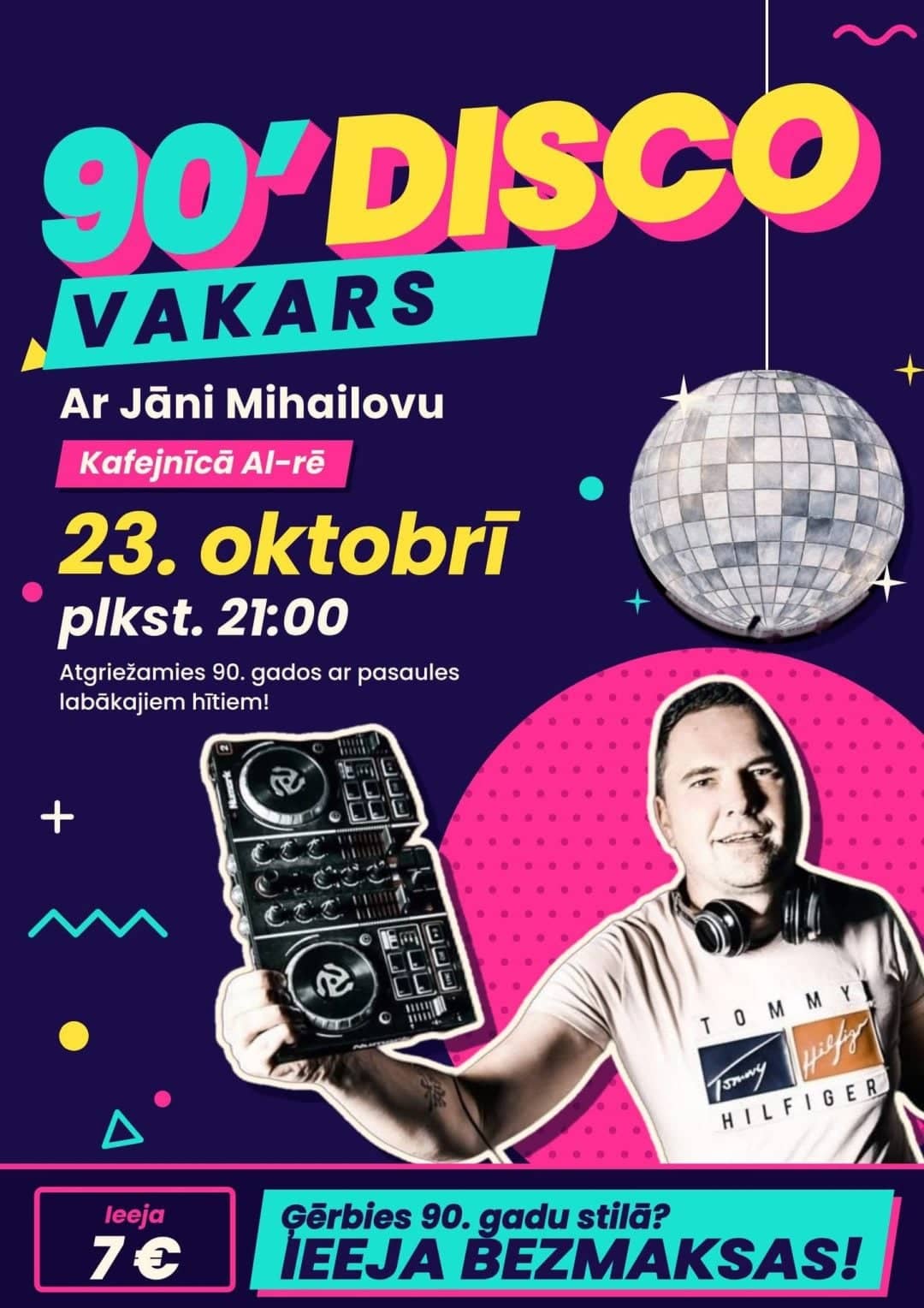 90` DISCO vakars kafejnīcā Al-Rē